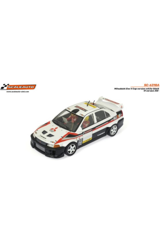 Mitsubishi Evo V Cup Blanco Negro R-Version - Scaleauto Slot Maxi
