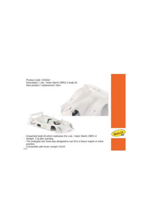 Carrocería Lola Aston Martin DBR1-2 LMP Slot.it Kit Blanca Slot 1:32 Carrocería Lola Aston Martin DBR1-2 LMP Slot.it Kit Blanca Slot 1:32