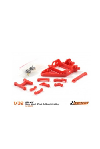 Soporte Motor AW RT3 Offset -0.25mm Extra-Hard Rojo Scaleauto - Slot 1/32