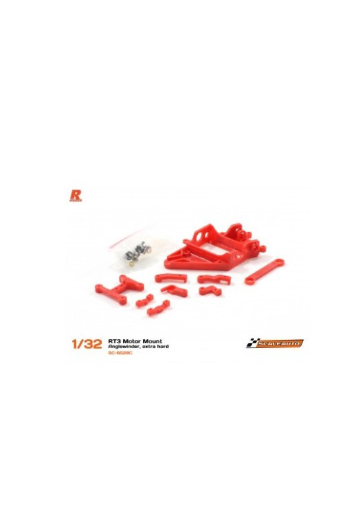Soporte Motor AW RT3 Offset -1.00mm Extra-Hard Rojo Scaleauto SC-6528C - Slot 1/32