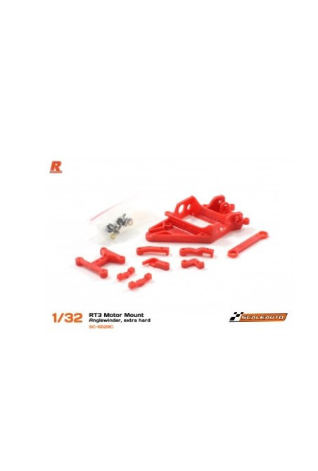 Soporte Motor AW RT3 Offset -1.00mm Extra-Hard Rojo Scaleauto SC-6528C - Slot 1/32