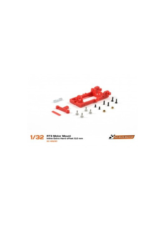 Soporte Motor Inline RT3 Offset 0.5 Extra-Hard Rojo Scaleauto SC-6523C - Slot 1/32