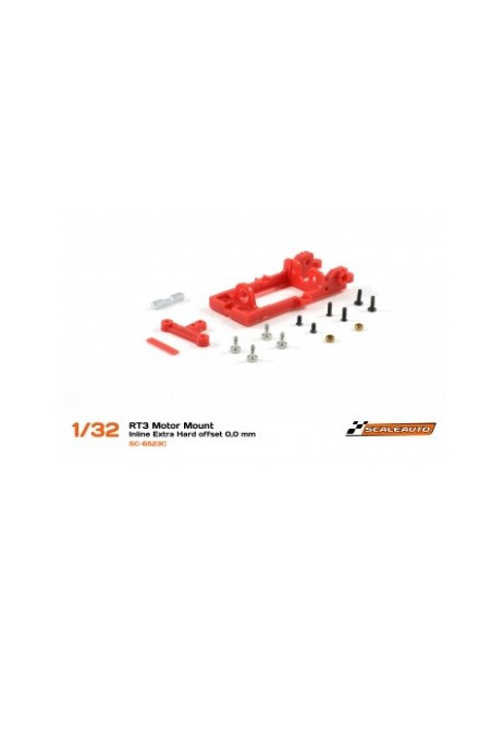 Soporte Motor Inline RT3 Offset 0.5 Extra-Hard Rojo Scaleauto SC-6523C - Slot 1/32