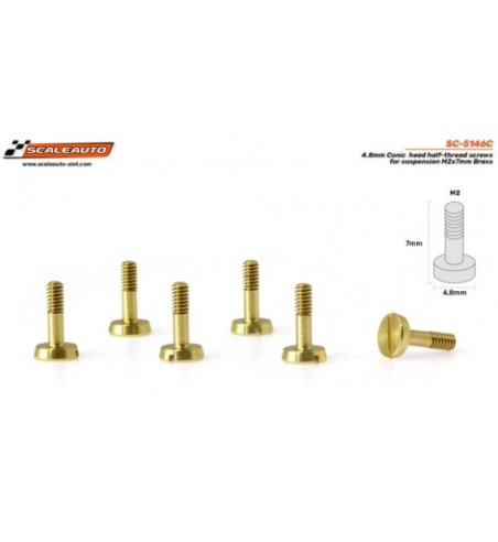 Scaleauto SC-5146C tornillería latón suspensión cabeza cónica M2x7mm|Tornillería suspensión slot|Slot-maxi.com