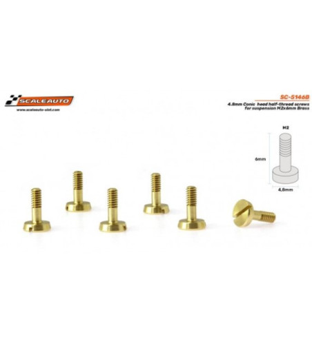 Scaleauto SC-5146B tornillería latón suspensión cabeza cónica M2x6mm|Suspensión slot latón|Slot-maxi.com