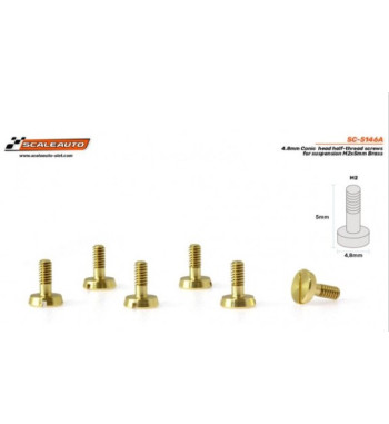 Scaleauto SC-5146A tornillería latón suspensión cabeza cónica M2x5mm|Suspensión slot latón M2x5|Slot-maxi.com