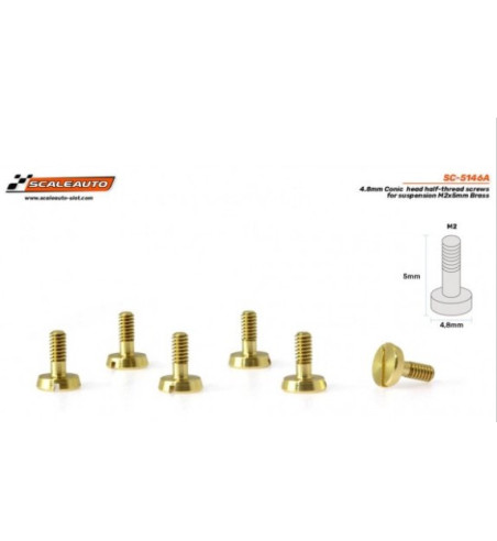Scaleauto SC-5146A tornillería latón suspensión cabeza cónica M2x5mm|Suspensión slot latón M2x5|Slot-maxi.com