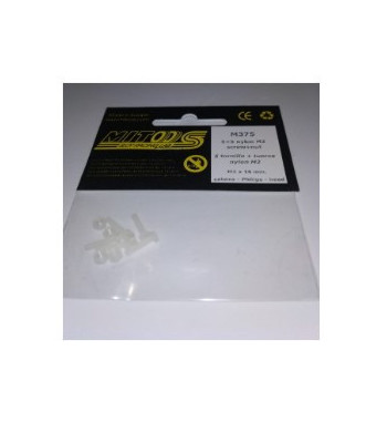 Tornillos nylon M2 + tuercas nylon 5 uds Mitoos M375