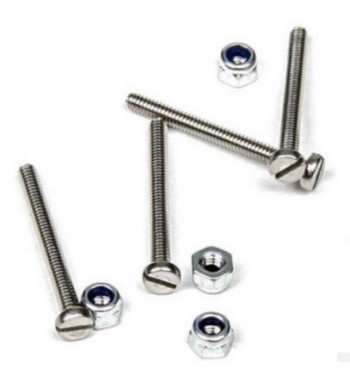 Set 4 tornillos ranurados M2x20 + tuercas bloc Mitoos M349