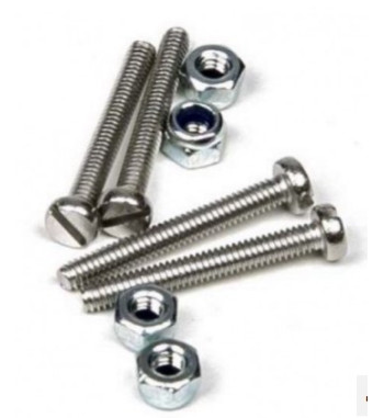 Set 4 tornillos ranurados M2x15 + tuercas bloc Mitoos M347