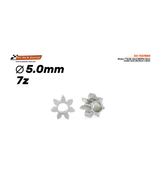 Piñón Acero 7D Ø5mm Scaleauto - Compacto y resistente Piñón Acero 7D Ø5mm Scaleauto - Compacto y resistente