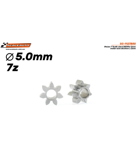 Piñón Acero 7D Ø5mm Scaleauto - Compacto y resistente
