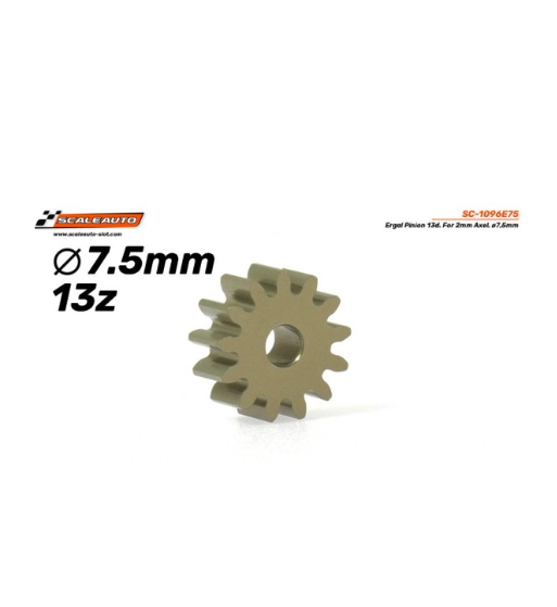 Piñón Ergal Ø7.5mm 13D SC-1096E75 - Ligereza y fuerza en slot-maxi.com Piñón Ergal Ø7.5mm 13D SC-1096E75 - Ligereza y fuerza en slot-maxi.com