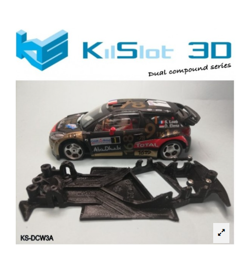 Chasis DUAL COMP Citroen DS3 WRC SCX KS-DCW3A en slot-maxi - Angularidad y precisión total