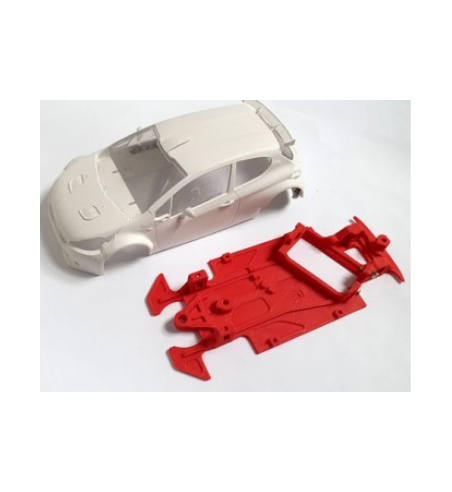 Chasis Mustang M-CB0064R 3D Angulo Peugeot 208 Scaleauto | Slot Maxi