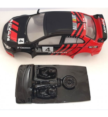 Mustang M-L0044R Lexan rally Mitsubishi EVO X - Detalle y ligereza para slot