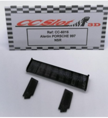 CC Slot CC-6016 Alerón goma flexible Porsche 997 NSR - Recambio resistente para slot