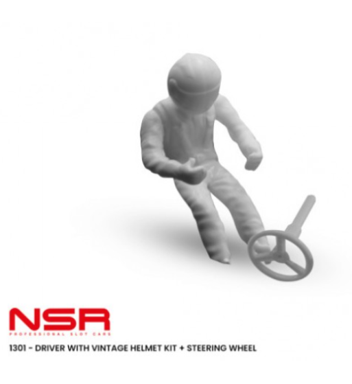 NSR 1301 Piloto con casco vintage y volante - Detalle y realismo slot