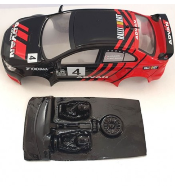 Mustang M-L0044R Lexan rally Mitsubishi EVO X - Detalle y ligereza para slot