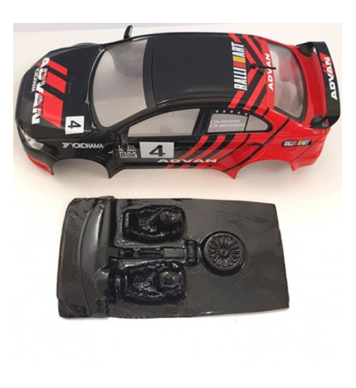 Mustang M-L0044R Lexan rally Mitsubishi EVO X - Detalle y ligereza para slot