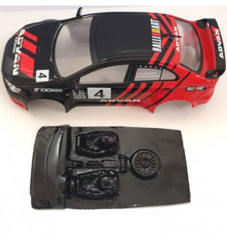 Mustang M-L0044R Lexan rally Mitsubishi EVO X - Detalle y ligereza para slot