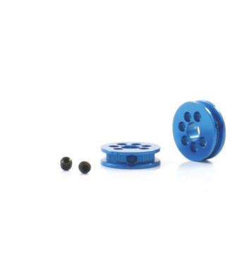 Polea Scalextric SC-1703B aluminio mecanizado 8mm eje 3/32 azul para transmisiones fiables.