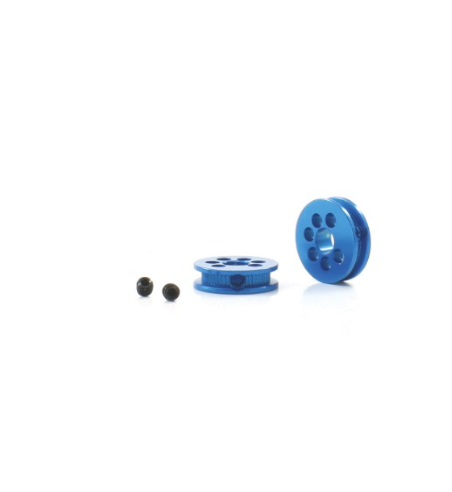 Polea Scalextric SC-1703B aluminio mecanizado 8mm eje 3/32 azul para transmisiones fiables.