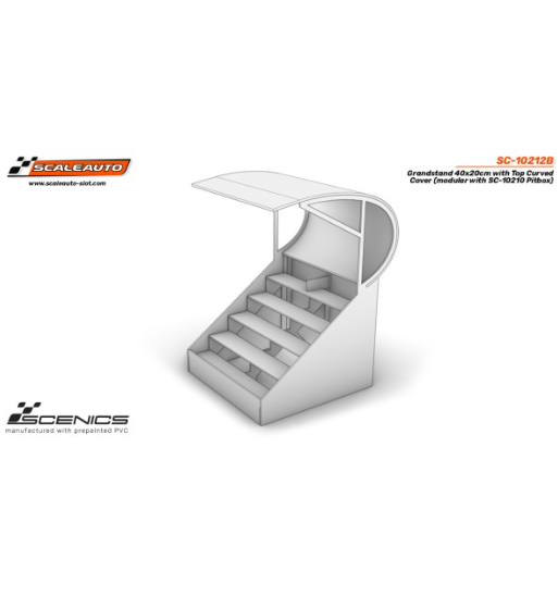 Slot Scaleauto SC-10212B Grada con Techo Curvado de medidas 40x20cm (modular con Pitbox) para slot - Slot Maxi al mejor precio