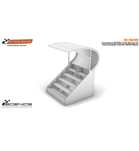 Slot Scaleauto SC-10212B Grada con Techo Curvado de medidas 40x20cm (modular con Pitbox) para slot - Slot Maxi al mejor precio