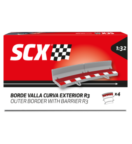 Scalextric U10473X200 Borde con valla curva exterior (x4) para slot - Slot Maxi al mejor precio